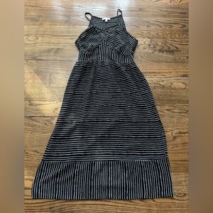 Monteau Black White Stripe Ruffle Maxi Dress Size M
